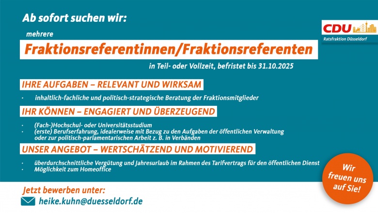 Stellenauschreibung Fraktionsreferentinnen/-referenten