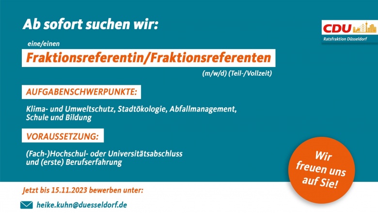 Jobangebot Fraktionsreferentin/Fraktionsreferent (m/w/d)