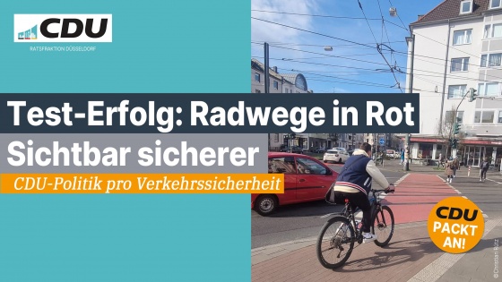 Rote Radwege an Ampelkreuzungen f&uuml;r mehr Sicherheit